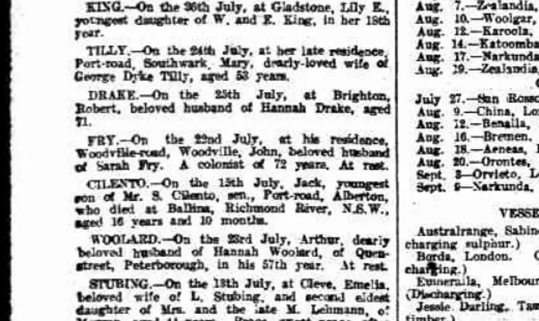 Scanned 1920 death notice for Robert Drake, husband of Hannah Drake