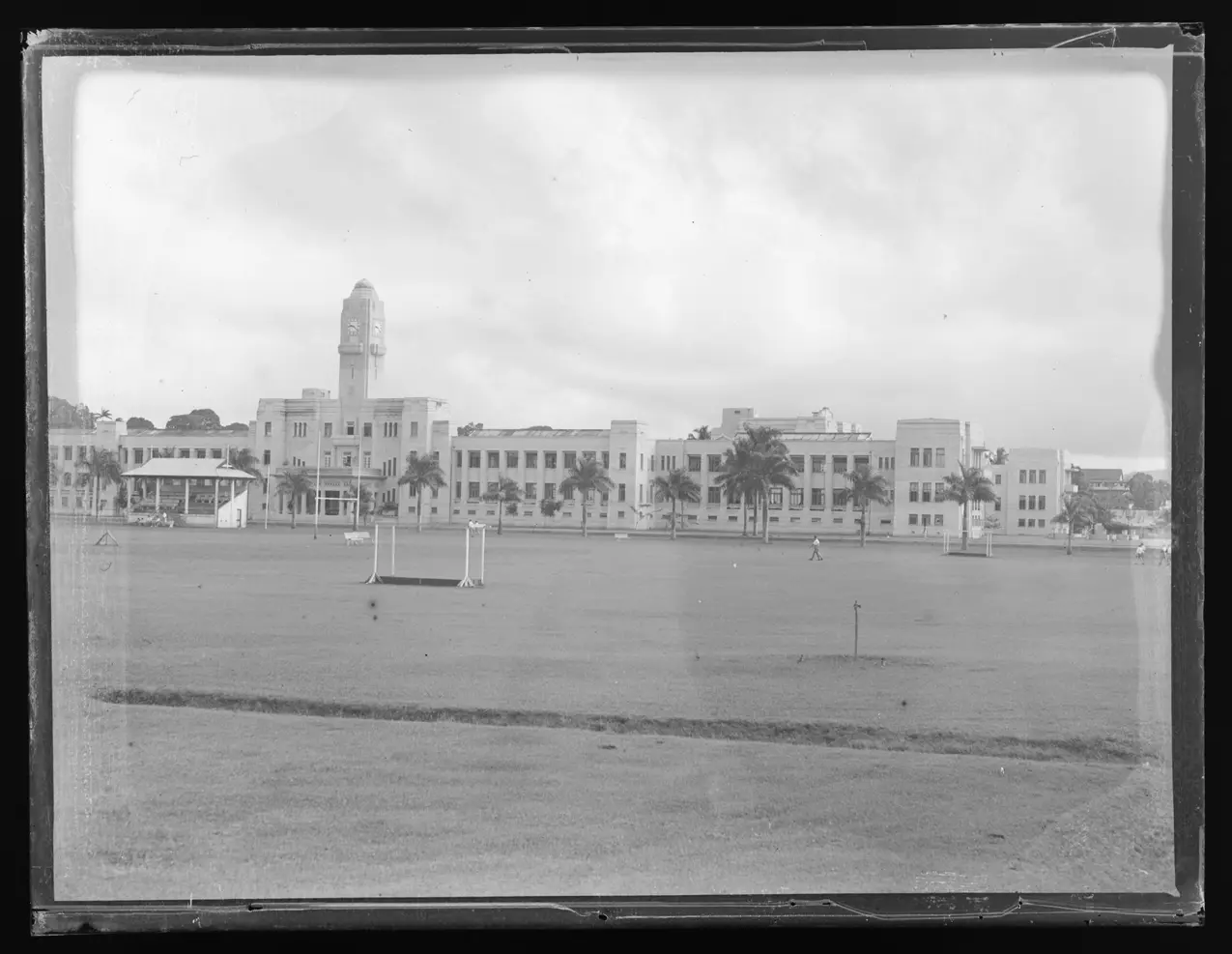 Historic view of Suva's government buildings overlooking Albert Park in 1942