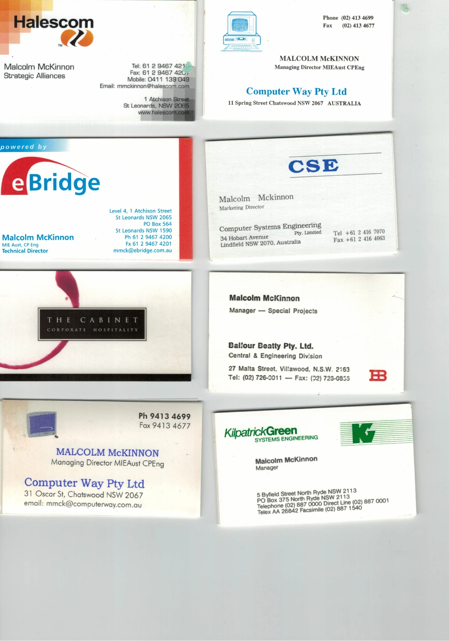Appendix B — Business cards (continued)